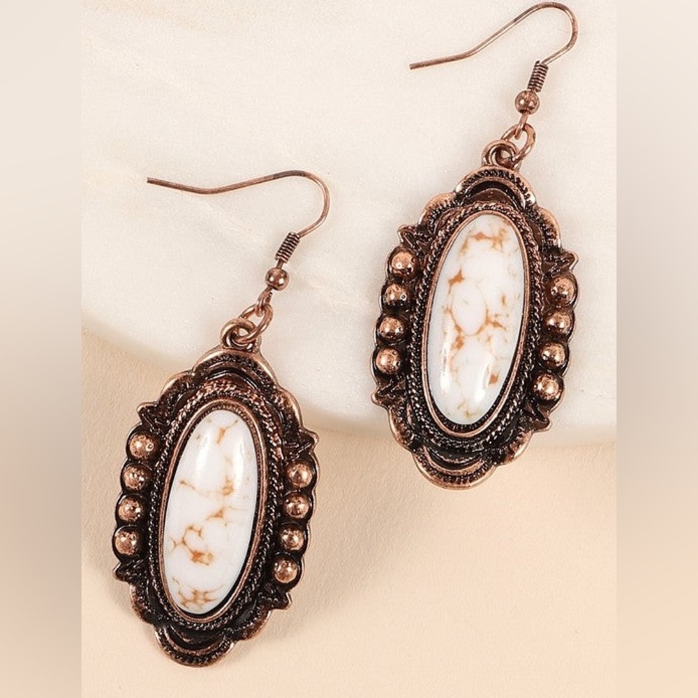 White + Bronze Earrings
